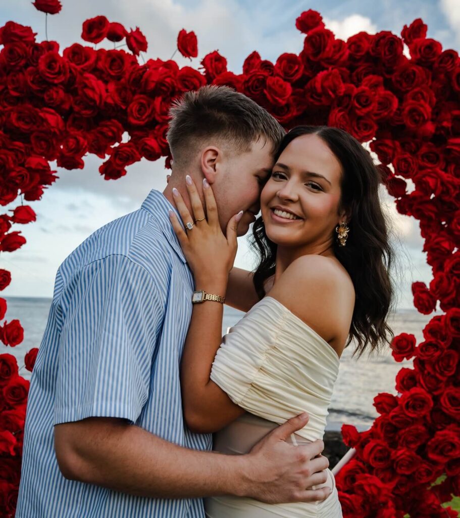 red flower heart proposal