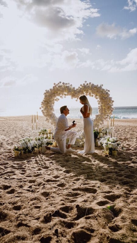 giant flower heart proposal